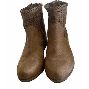 Indigo Road Women's Suede Laced Closed Toe Ankle Boots 9M Brown Zipper Closure